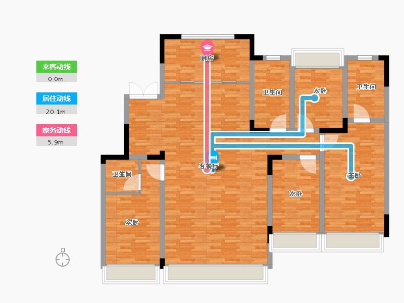 吉林省-延边朝鲜族自治州-上海城·澜院-143.41-户型库-动静线