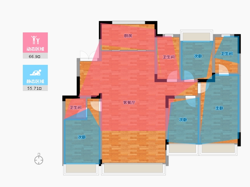 吉林省-延边朝鲜族自治州-上海城·澜院-143.41-户型库-动静分区