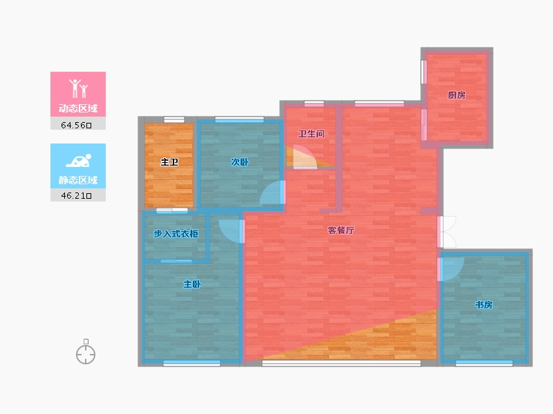 黑龙江省-齐齐哈尔市-新鹤城华玉府幸福里-114.19-户型库-动静分区