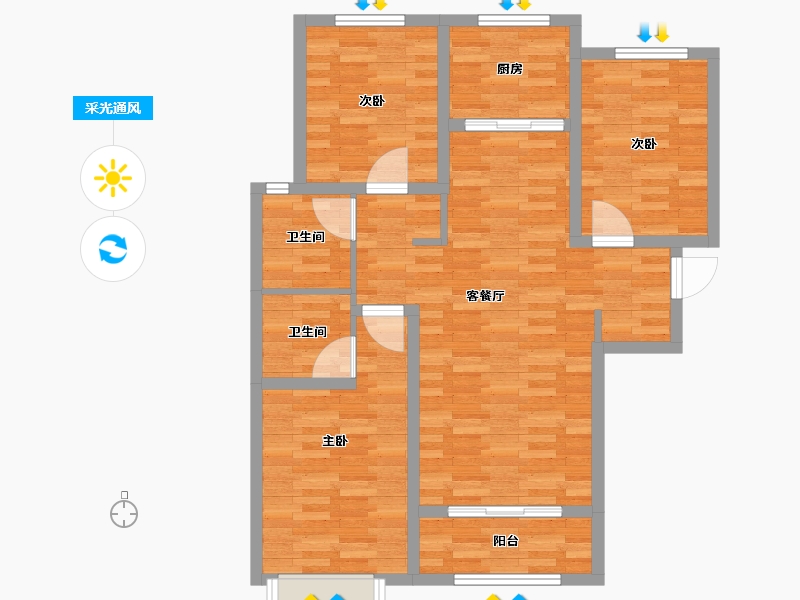 河北省-廊坊市-建投御湖园接待中心-98.92-户型库-采光通风