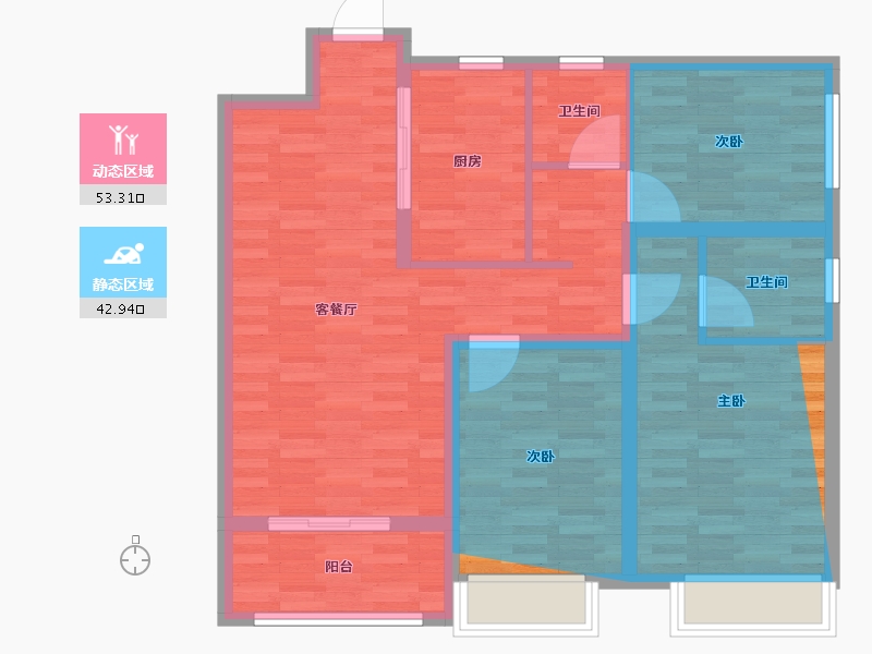 甘肃省-兰州市-塞纳公园-87.64-户型库-动静分区