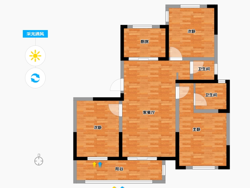 宁夏回族自治区-银川市-玉庭华府-100.80-户型库-采光通风