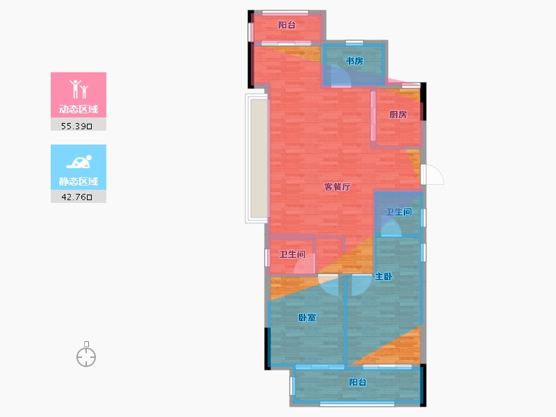 浙江省-杭州市-江畔云庐-94.93-户型库-动静分区