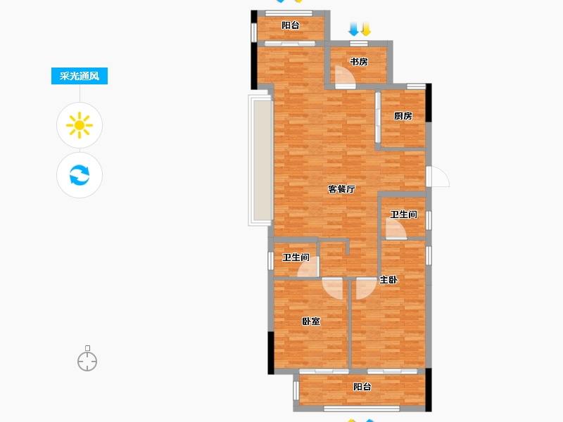 浙江省-杭州市-江畔云庐-94.93-户型库-采光通风