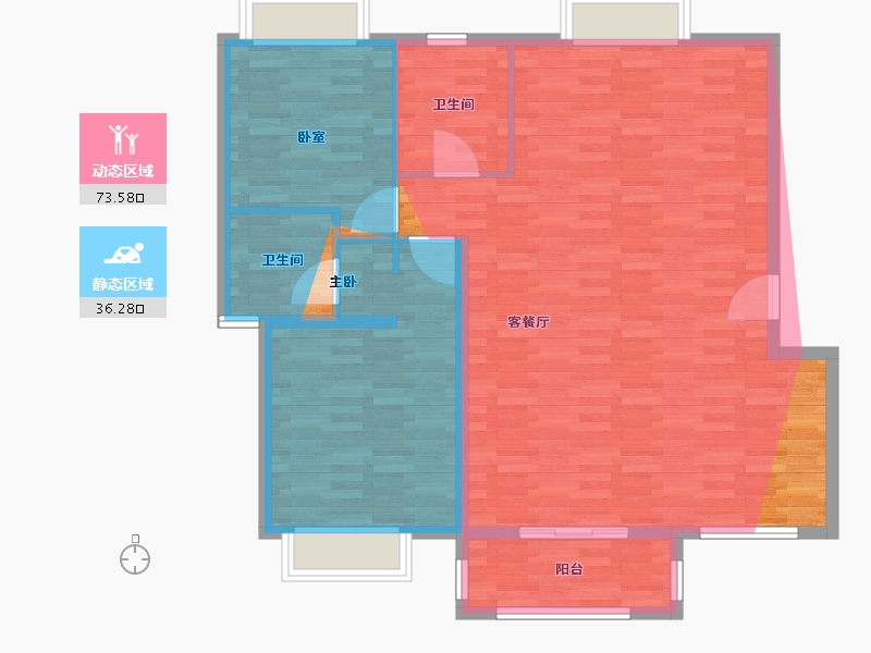 河北省-石家庄市-华北油田采油五厂作业大队公寓-104.00-户型库-动静分区