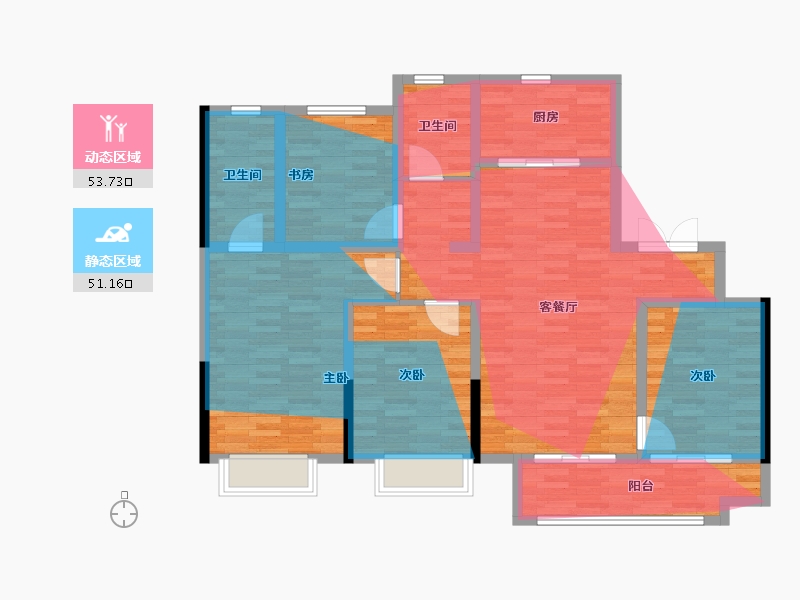 山东省-淄博市-万科城市之光-112.80-户型库-动静分区