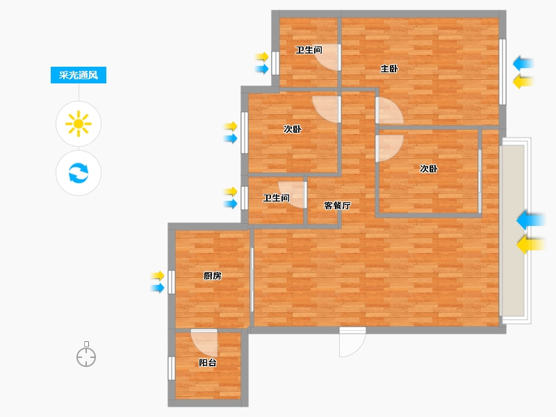 陕西省-西安市-中海云锦-92.00-户型库-采光通风