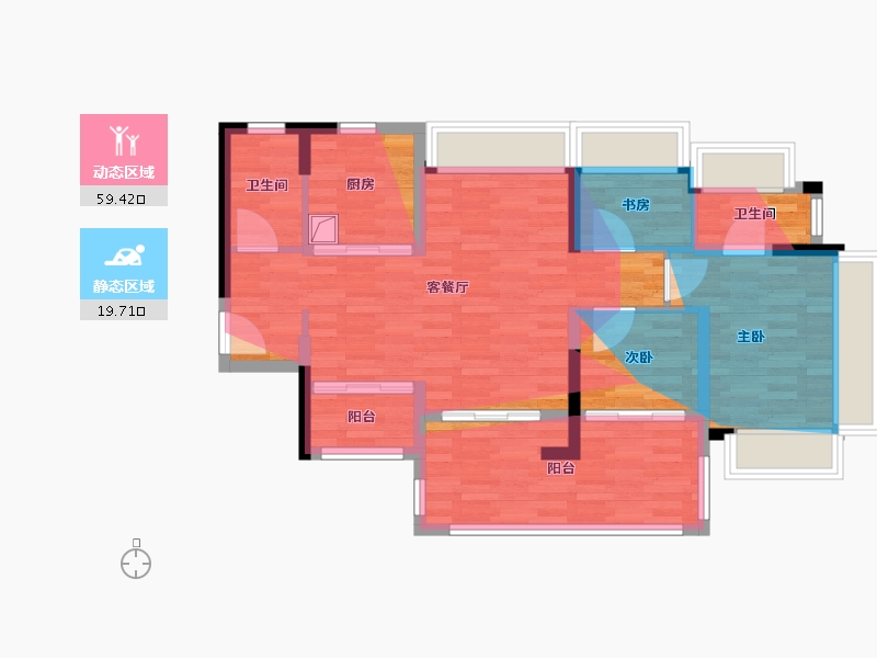 广东省-广州市-中建·未来方洲-76.00-户型库-动静分区