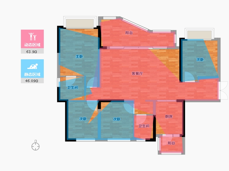 四川省-成都市-麓鸣九天麓悦苑-111.55-户型库-动静分区