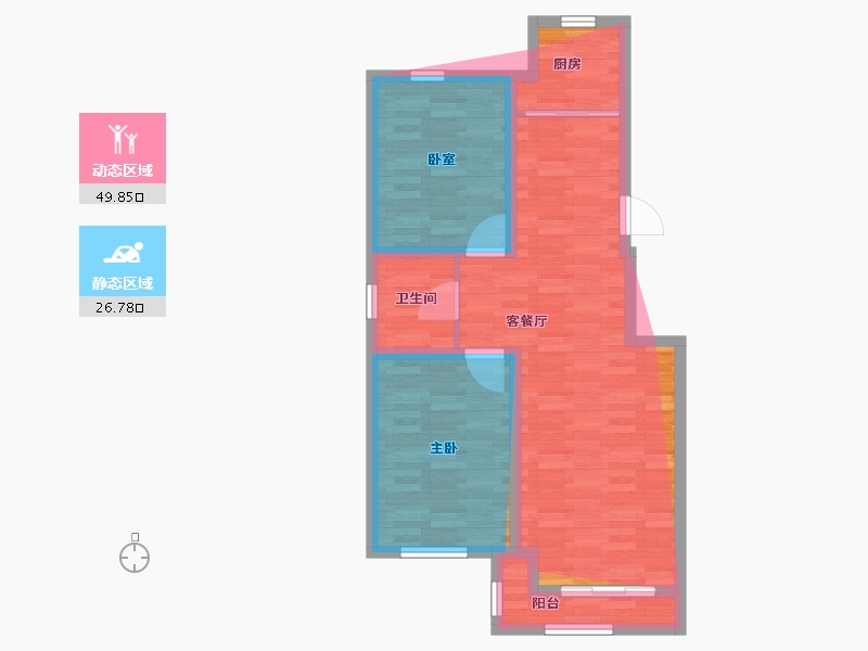 辽宁省-鞍山市-东峦玉阁-69.70-户型库-动静分区