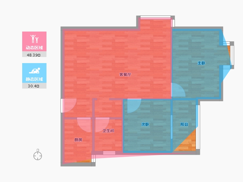 湖南省-长沙市-东玺门-64.00-户型库-动静分区