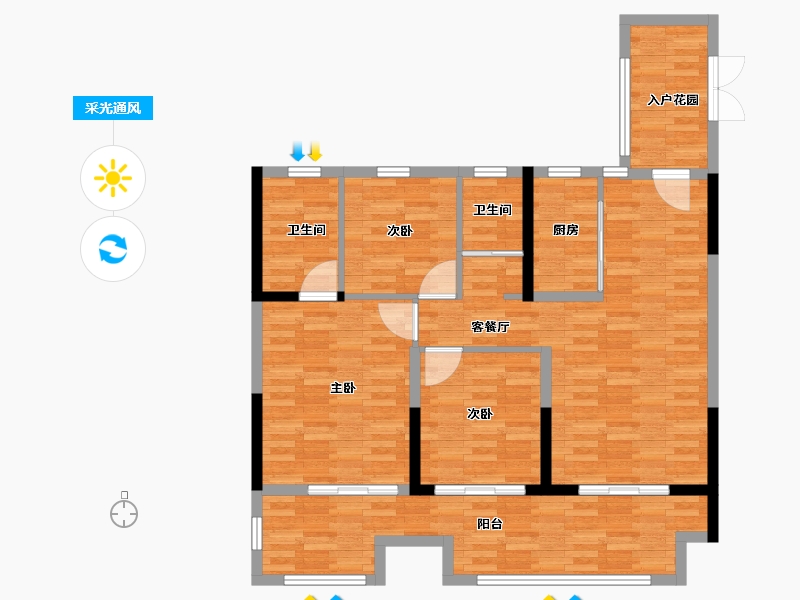 河南省-许昌市-龙誉雅居-95.89-户型库-采光通风