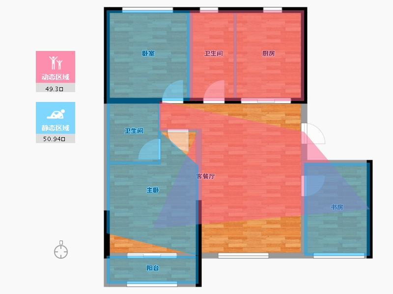 河北省-张家口市-文庭雅苑-95.20-户型库-动静分区