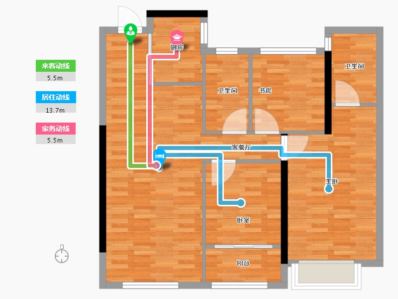 浙江省-台州市-天和幸福里-81.88-户型库-动静线