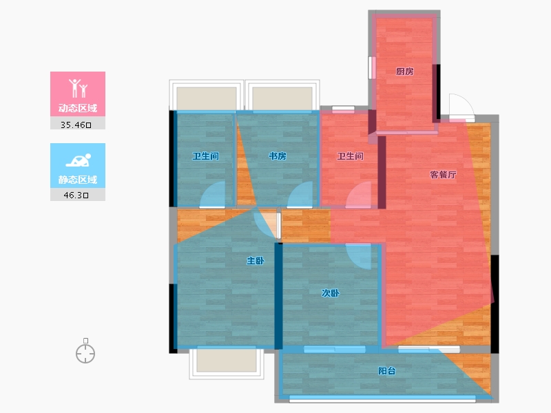 江苏省-苏州市-溪前雅居-84.00-户型库-动静分区