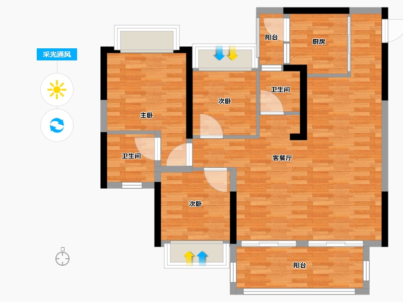 四川省-德阳市-南城品创-83.87-户型库-采光通风