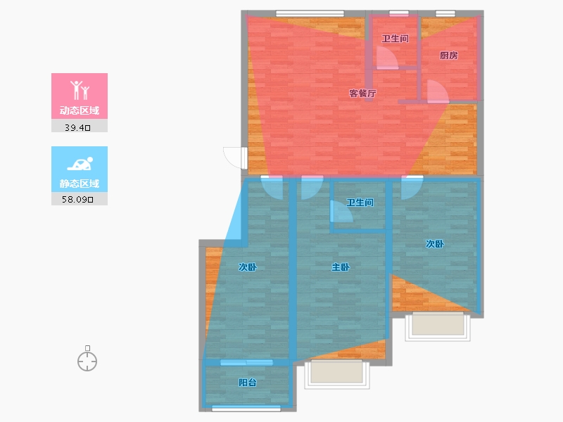 山东省-潍坊市-亿润和苑小区-101.60-户型库-动静分区