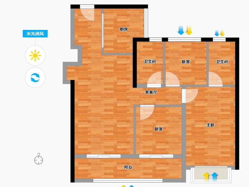 江苏省-无锡市-凤鸣江南-88.26-户型库-采光通风