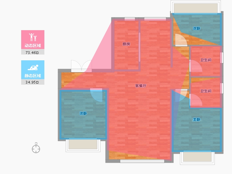 黑龙江省-齐齐哈尔市-新鹤城华玉府幸福里-101.60-户型库-动静分区