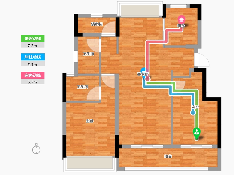 浙江省-杭州市-江畔云庐-85.20-户型库-动静线