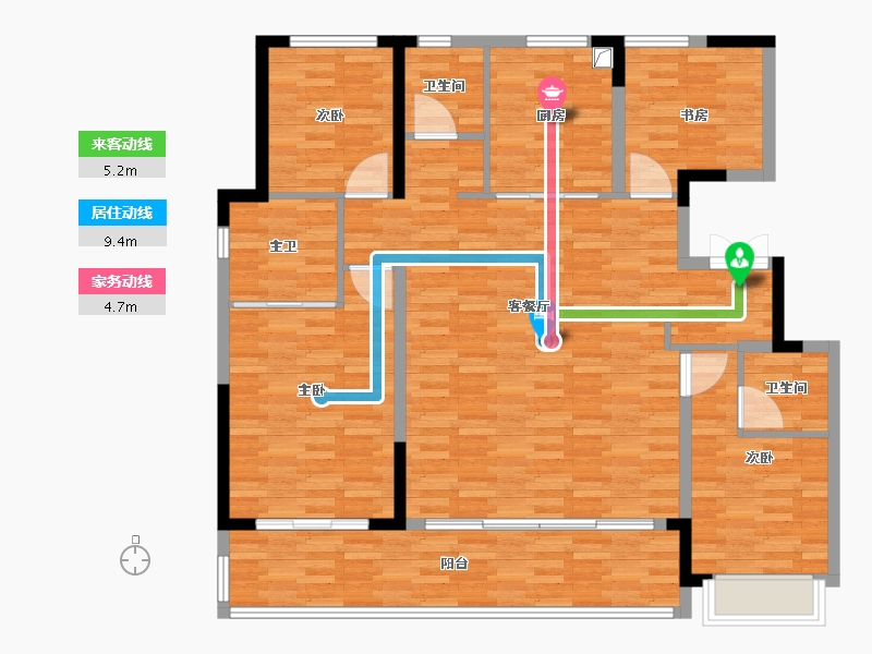 浙江省-宁波市-滨河名邸-128.00-户型库-动静线