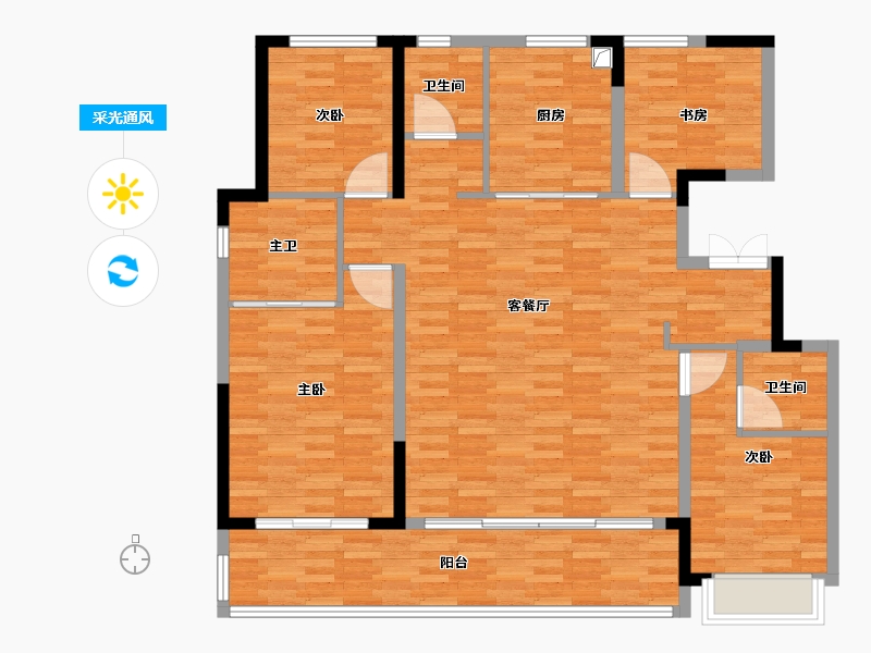 浙江省-宁波市-滨河名邸-128.00-户型库-采光通风