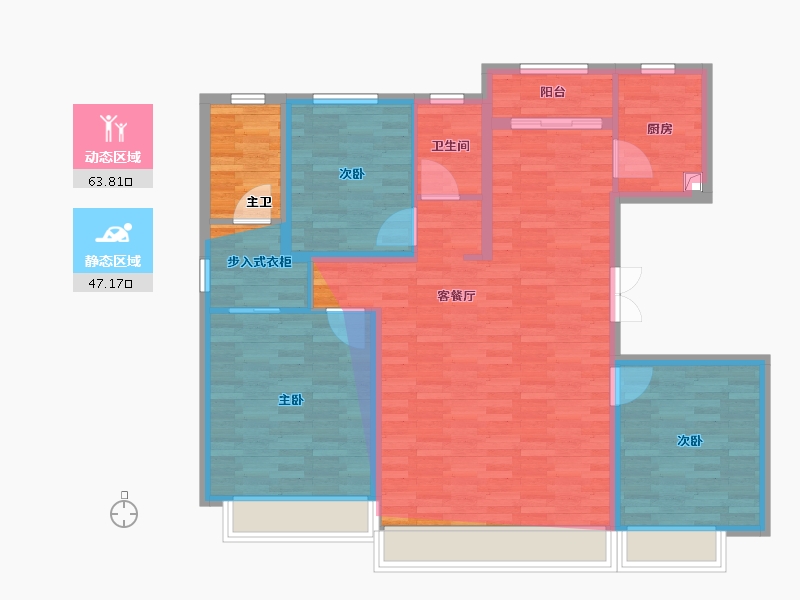 内蒙古自治区-鄂尔多斯市-满世·碧水兰庭-105.18-户型库-动静分区