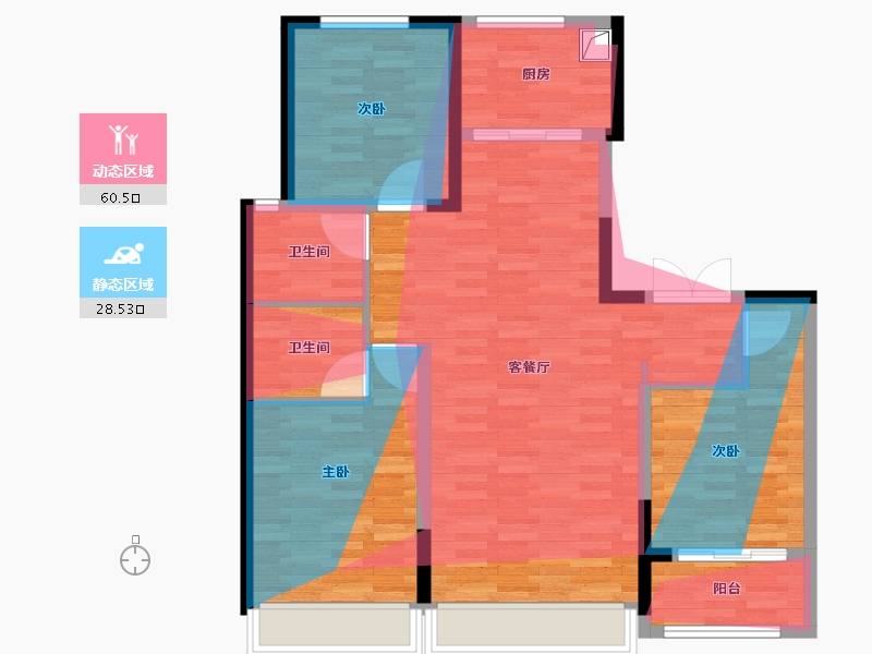 陕西省-西安市-创新港梧桐南院（一期）-94.16-户型库-动静分区