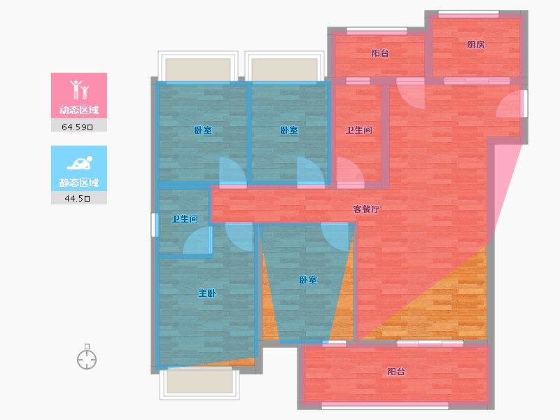 福建省-泉州市-源昌银河天悦-105.84-户型库-动静分区