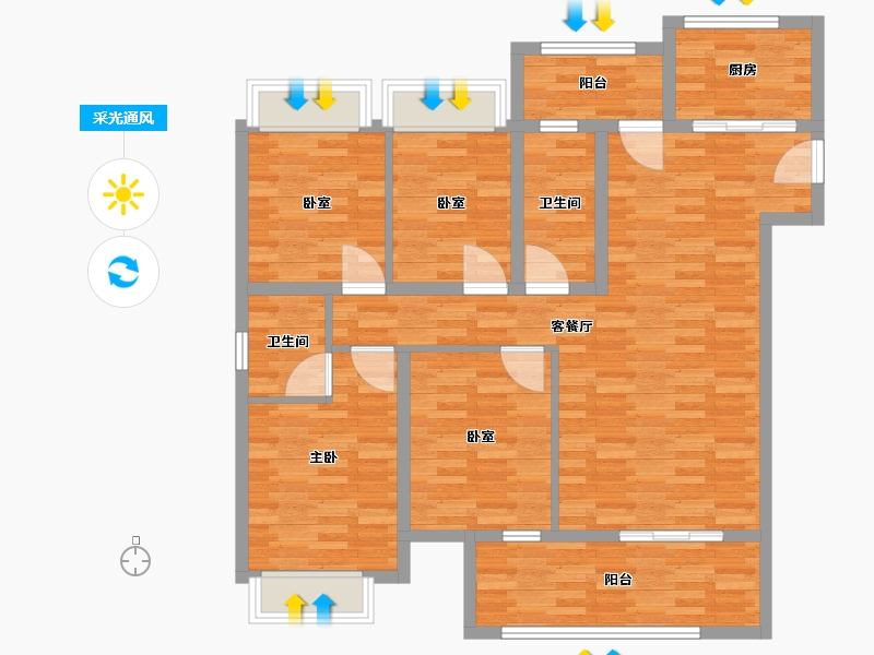 福建省-泉州市-源昌银河天悦-105.84-户型库-采光通风