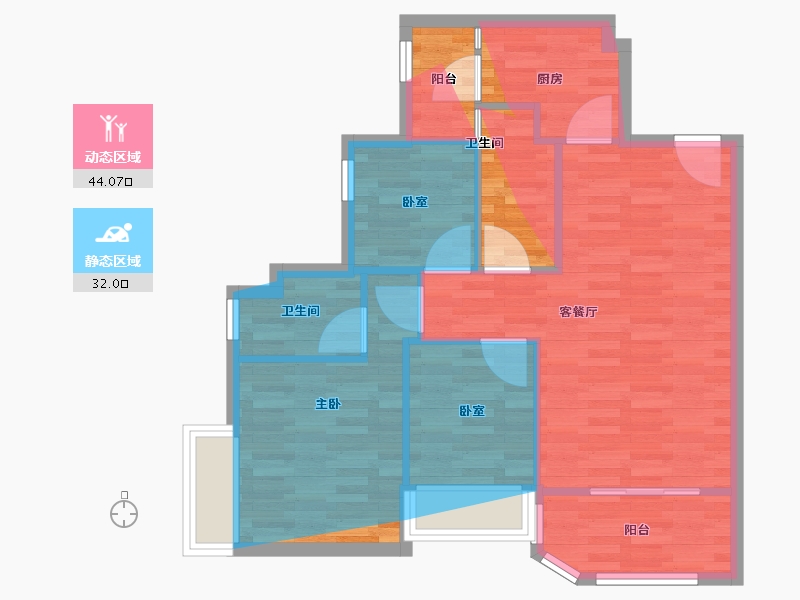 广东省-东莞市-碧桂园豪庭-二期-78.00-户型库-动静分区