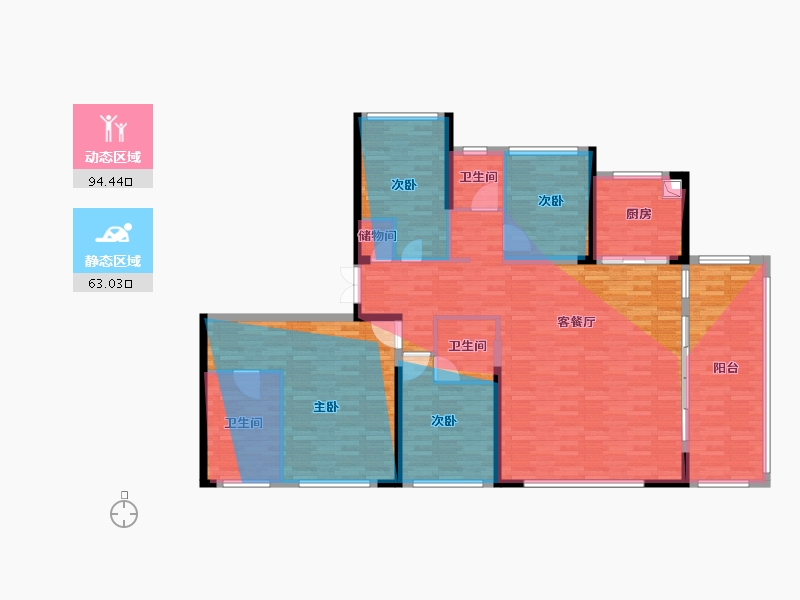 湖北省-武汉市-中建壹品汉韵公馆-153.94-户型库-动静分区