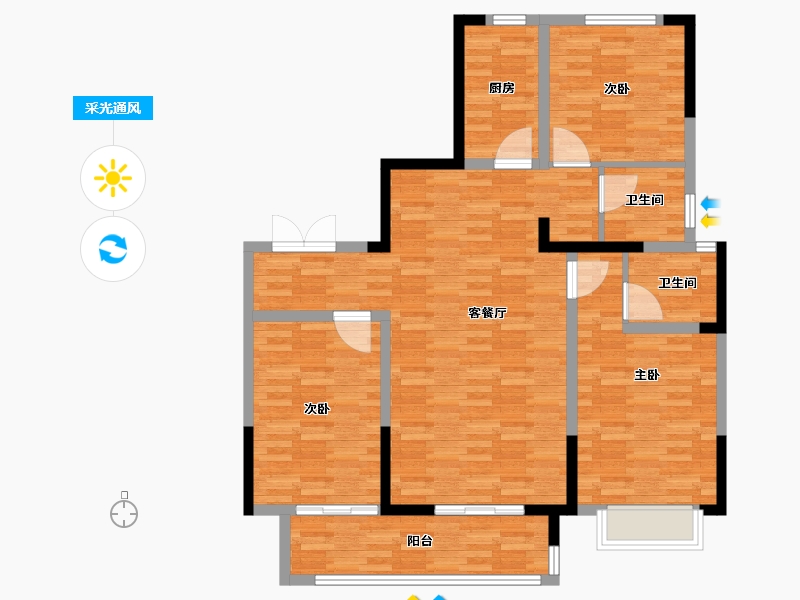 河北省-邯郸市-缔昌澜庭叙-107.20-户型库-采光通风