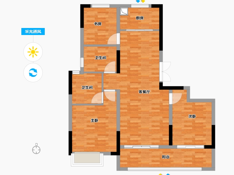 浙江省-绍兴市-剡湖云璟-88.00-户型库-采光通风