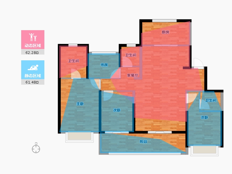 浙江省-台州市-蓝城·春风桂语-134.42-户型库-动静分区