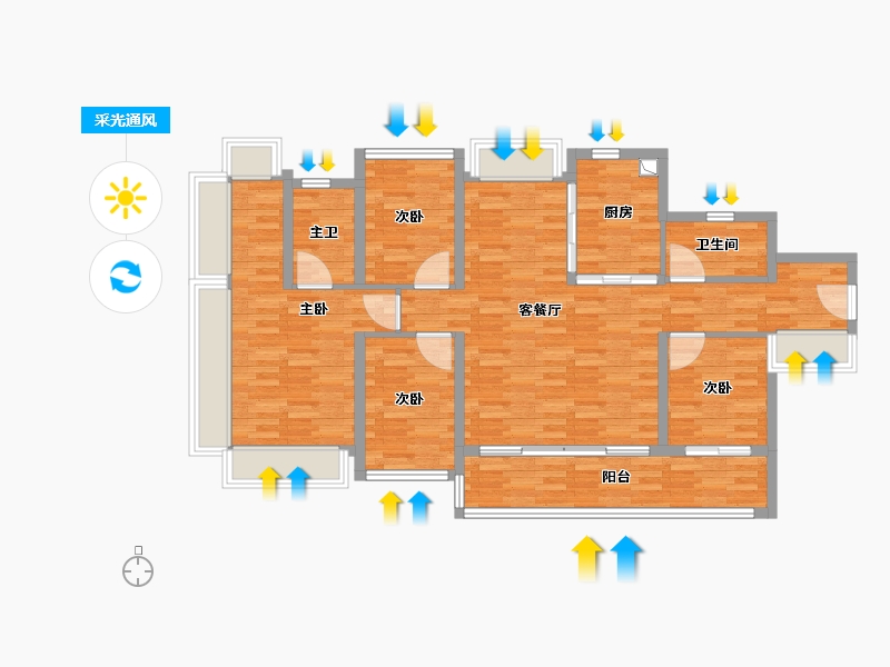 广东省-广州市-中旅·璞樾天序-103.06-户型库-采光通风