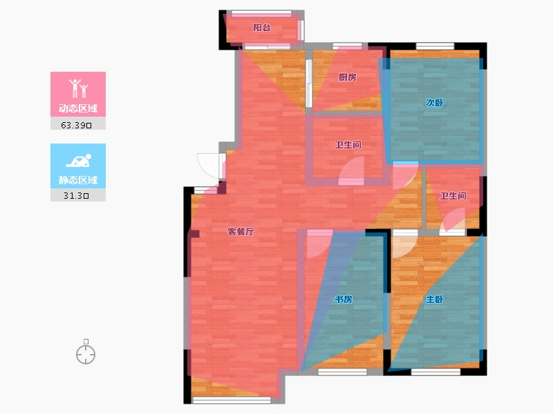 辽宁省-鞍山市-东峦玉阁-101.62-户型库-动静分区