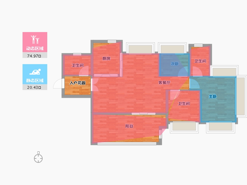 广东省-广州市-保利雅郡-87.60-户型库-动静分区