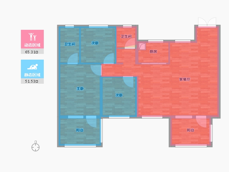 河北省-保定市-时代芳华-105.54-户型库-动静分区