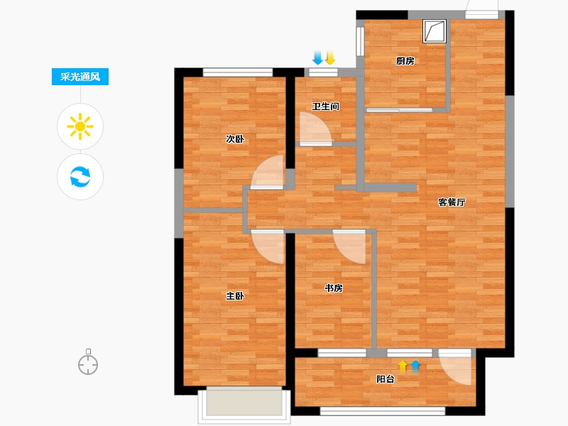 山西省-长治市-明鼎·天樾-85.60-户型库-采光通风