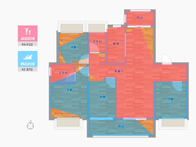 湖北省-荆州市-城发·寅宾苑-92.45-户型库-动静分区