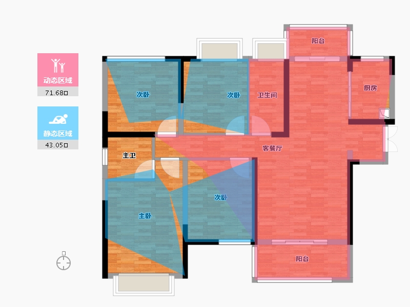 湖南省-怀化市-鸿涛翡翠湾-142.00-户型库-动静分区