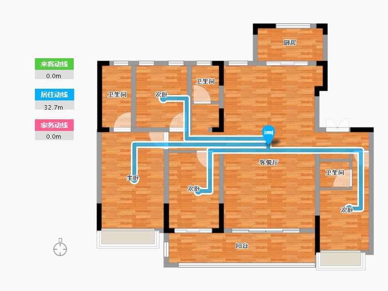 湖南省-长沙市-嘉信·博麓郡-136.00-户型库-动静线