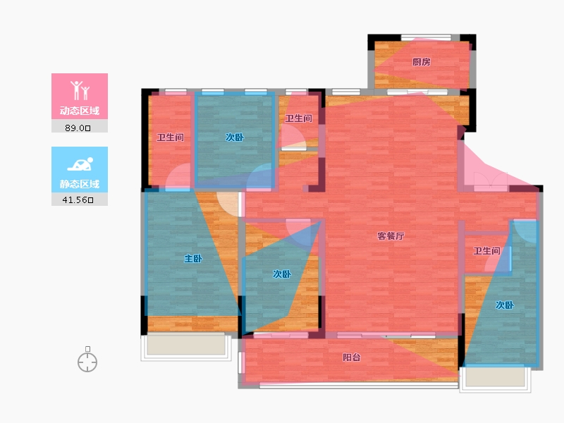 湖南省-长沙市-嘉信·博麓郡-136.00-户型库-动静分区