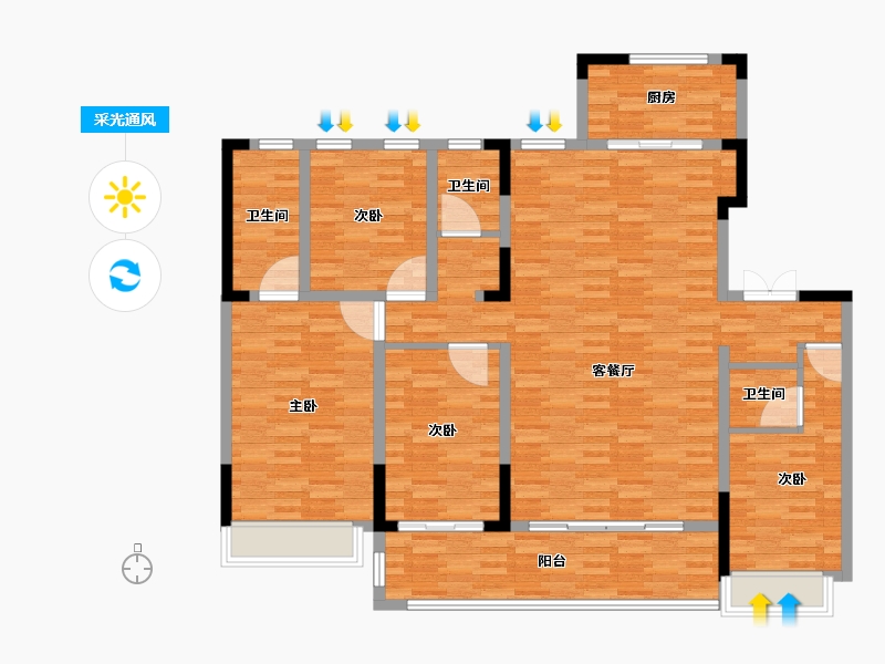 湖南省-长沙市-嘉信·博麓郡-136.00-户型库-采光通风