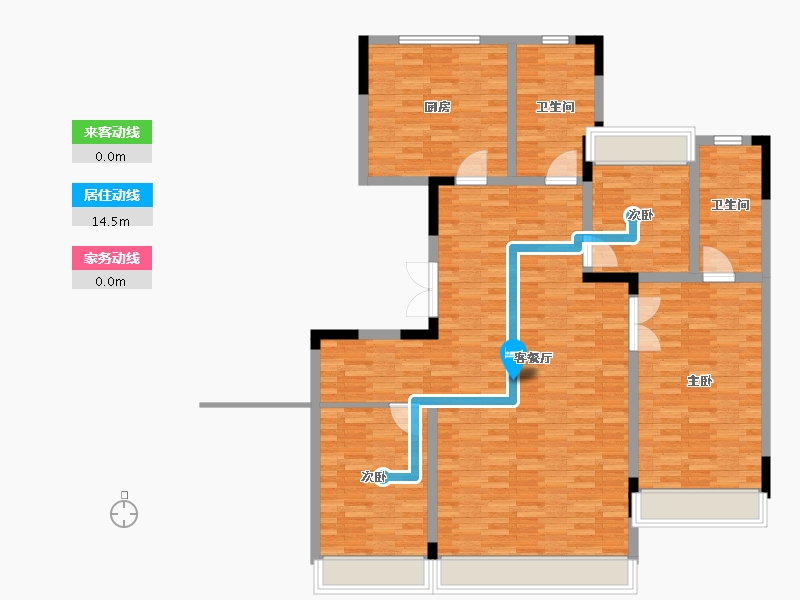 吉林省-延边朝鲜族自治州-上海城·澜院-133.86-户型库-动静线