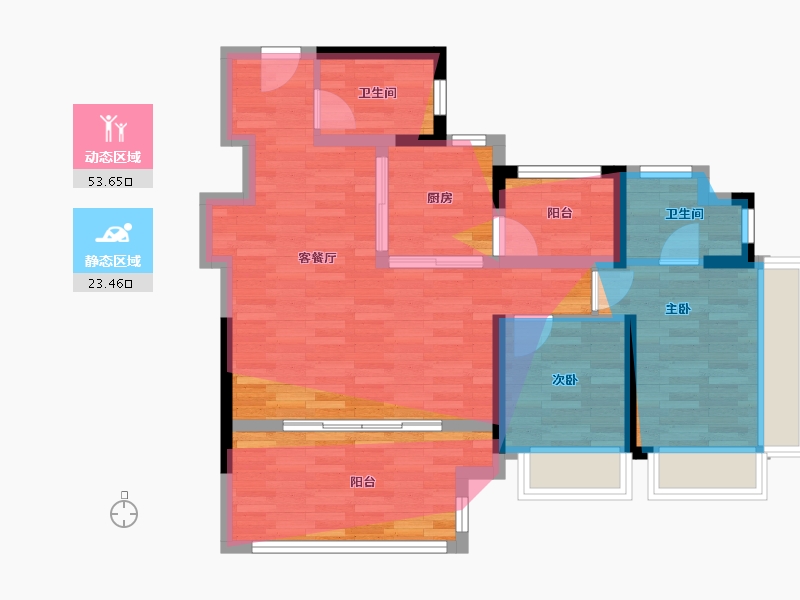 广东省-广州市-中建·未来方洲-76.00-户型库-动静分区