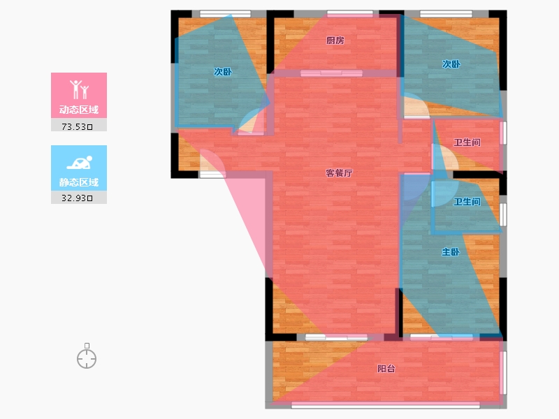 云南省-西双版纳傣族自治州-望山居-113.54-户型库-动静分区