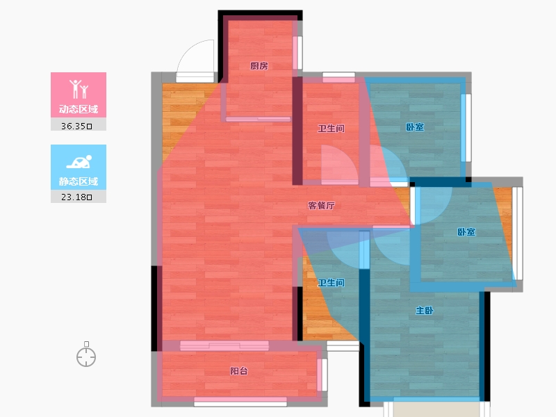 广西壮族自治区-南宁市-麒麟云都-54.73-户型库-动静分区