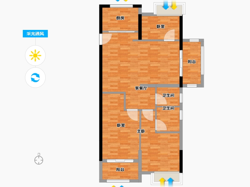 福建省-漳州市-璞樾丹霞-85.04-户型库-采光通风